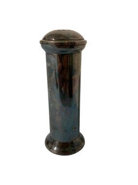 Antique Silver Tone Salt Shaker Cylindrical Design Vintage Kitchen Collectible